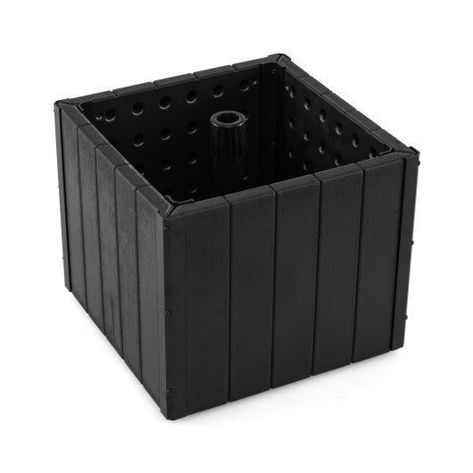 2-in-1 Outdoor Umbrella Base Planter Patio Umbrella Stand with Flower Box-Black