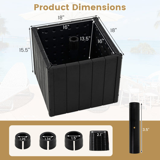 2-in-1 Outdoor Umbrella Base Planter Patio Umbrella Stand with Flower Box-Black