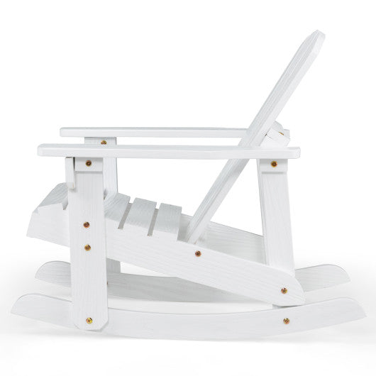 Outdoor Wooden Kid Adirondack Rocking Chair with Slatted Seat-White