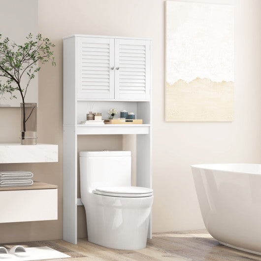 Over The Toilet Storage Cabinet with Double Doors and Adjustable Shelf