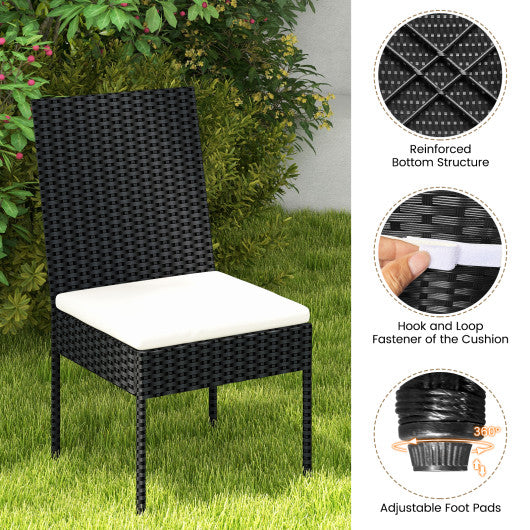 PE Wicker Patio Chairs Set of 2/4 with Cushions for Porch Deck Garden and Backyard-4 Pieces