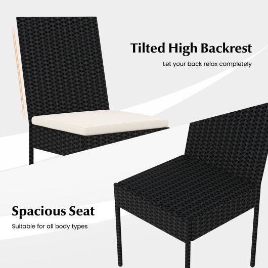 PE Wicker Patio Chairs Set of 2/4 with Cushions for Porch Deck Garden and Backyard-4 Pieces