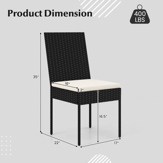 PE Wicker Patio Chairs Set of 2/4 with Cushions for Porch Deck Garden and Backyard-4 Pieces