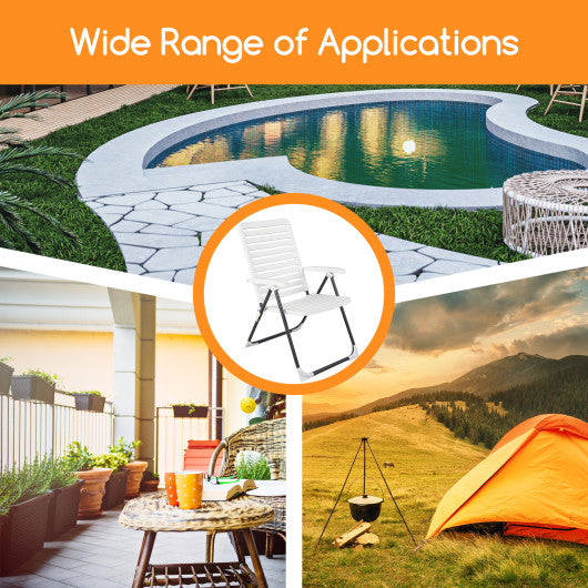 PP Folding Patio Chaise Lounger with 7-Level Backrest