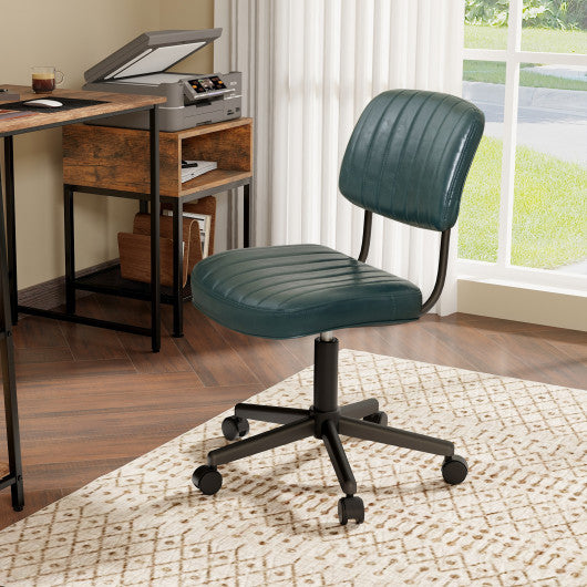 PU Leather Adjustable Office Chair Swivel Task Chair with Backrest-Green