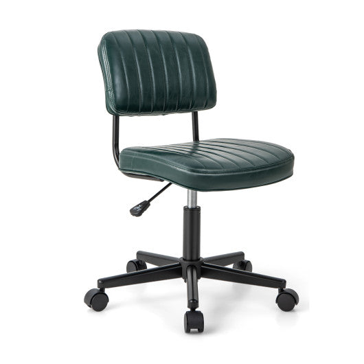 PU Leather Adjustable Office Chair Swivel Task Chair with Backrest-Green