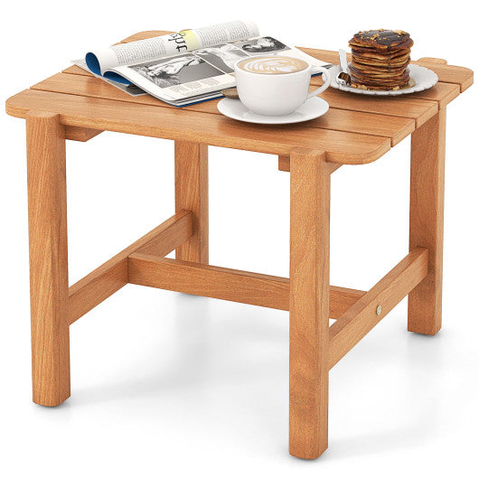 Patio Teak Wood Side Table with Slatted Tabletop for Yard
