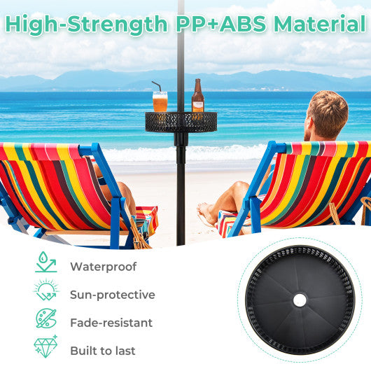 Patio Umbrella Table Tray Adjustable with Storage and Umbrella Poles-Black
