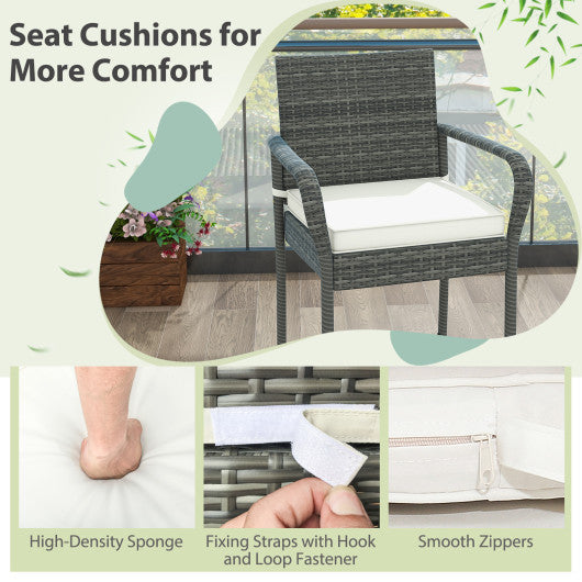 Patio Wicker Barstools with Armrests and Soft Cushions for Porch Backyard Set of 2