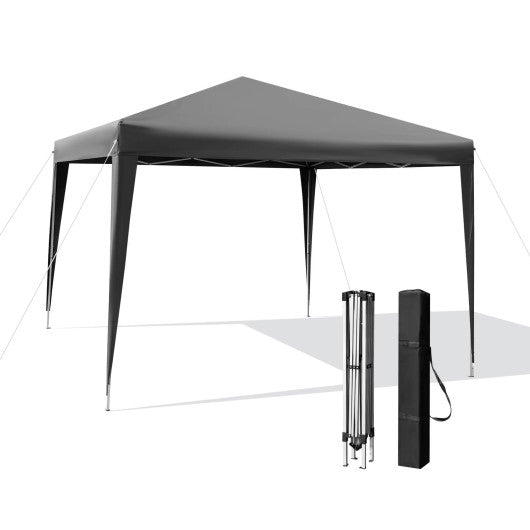 10 x 10 Feet Outdoor Pop-up Patio Canopy for Beach and Camp-Gray