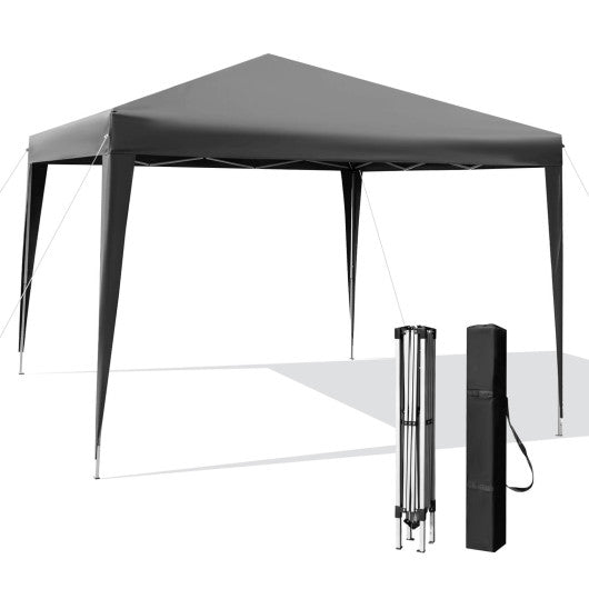 10 x 10 Feet Outdoor Pop-up Patio Canopy for Beach and Camp-Gray