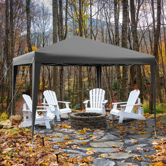 10 x 10 Feet Outdoor Pop-up Patio Canopy for Beach and Camp-Gray
