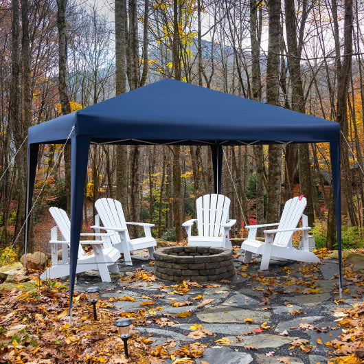 10 x 10 Feet Outdoor Pop-up Patio Canopy for Beach and Camp-Blue
