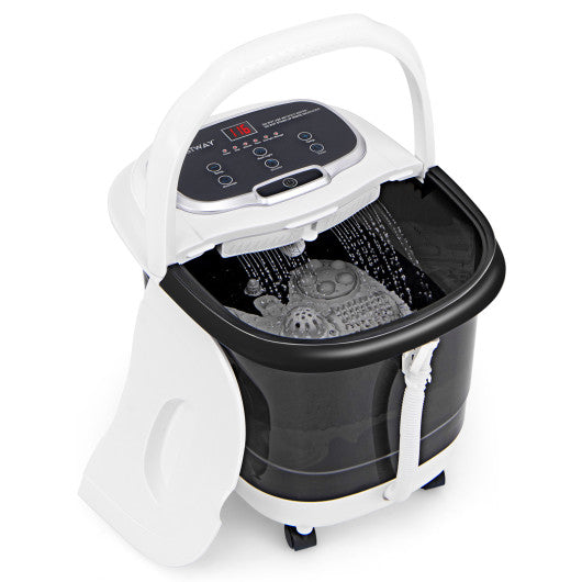 Portable All-In-One Heated Foot Spa Bath Motorized Massager-Black
