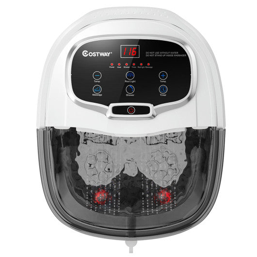 Portable All-In-One Heated Foot Spa Bath Motorized Massager-Black