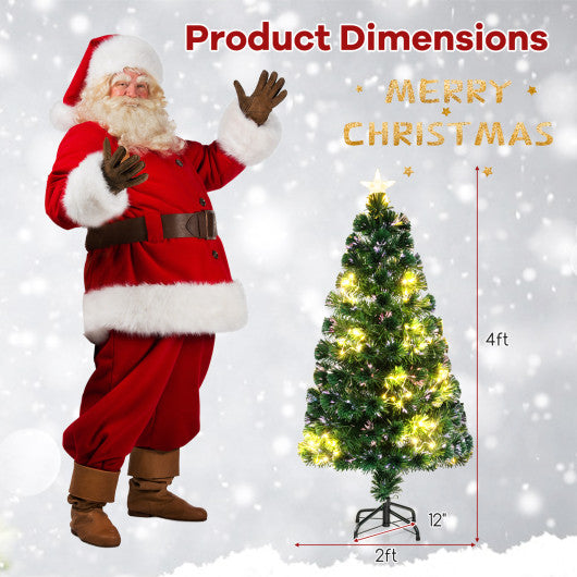 Pre-Lit Artificial Xmas Tree with Top Star and Branch Tips-4 FT
