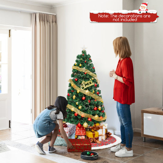 Pre-Lit Artificial Xmas Tree with Top Star and Branch Tips-5 FT