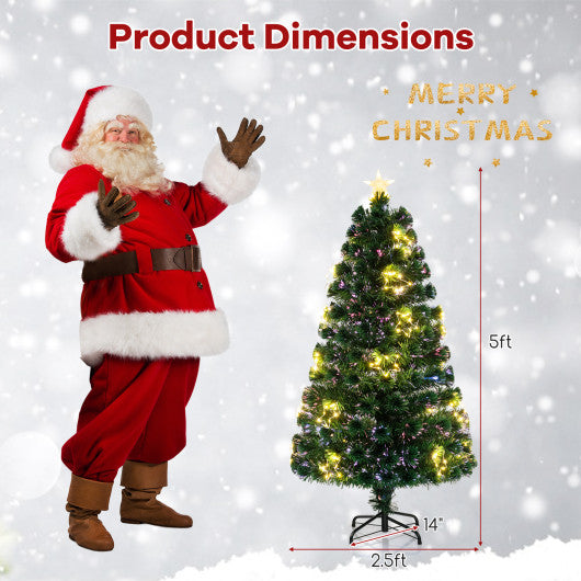 Pre-Lit Artificial Xmas Tree with Top Star and Branch Tips-5 FT