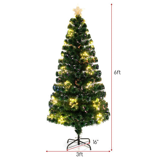 Pre-Lit Artificial Xmas Tree with Top Star and Branch Tips-6 FT