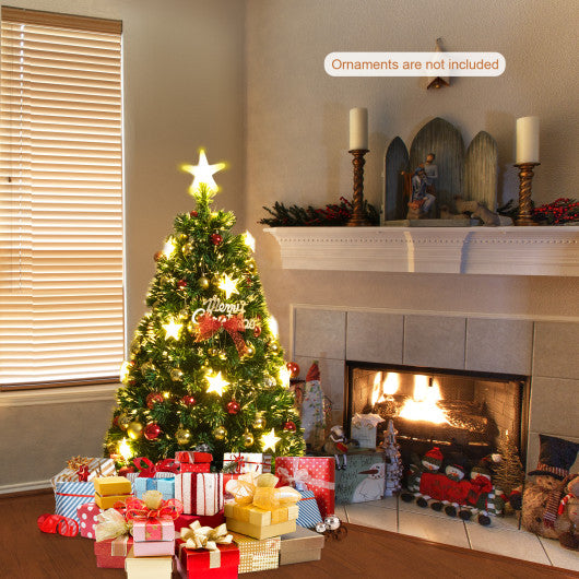 Prelit Fiber Optic Christmas Tree with Warm White Lights-4 ft