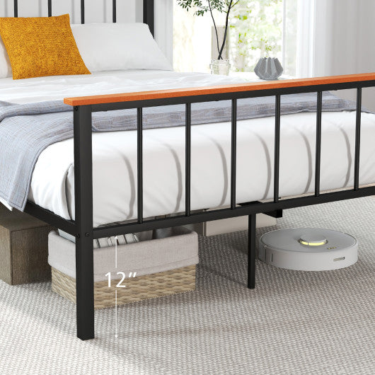 Bed Frame with Headboard and Footboard-Queen Size