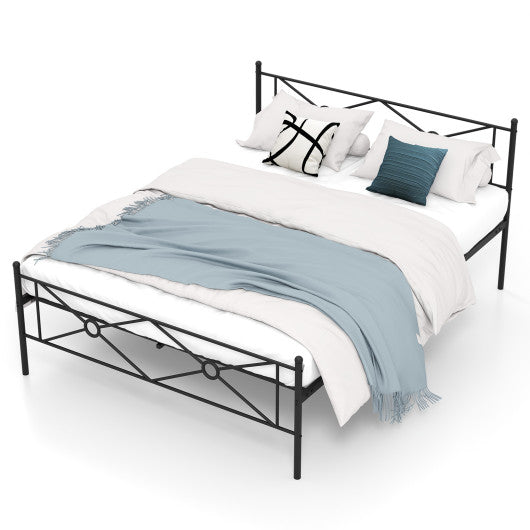 Full/Queen Size Metal Platform Bed Frame with Headboard and Footboard-Queen Size