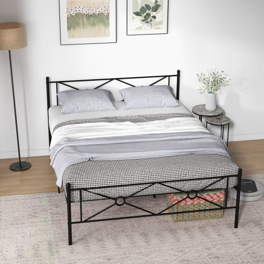 Full/Queen Size Metal Platform Bed Frame with Headboard and Footboard-Queen Size