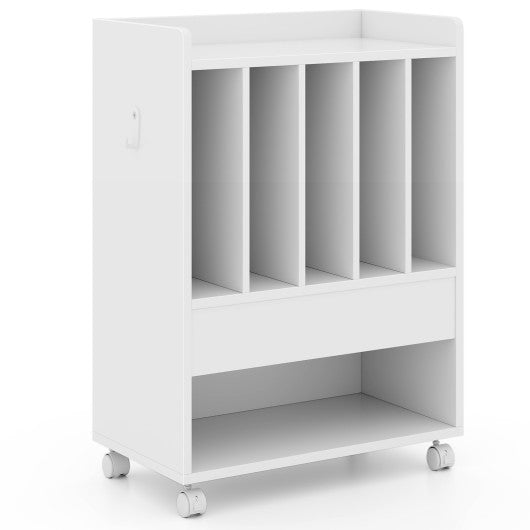 Record Rolling Turntable Player Stand with Drawer-White