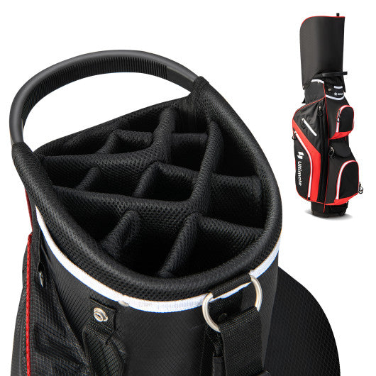 Golf Cart Bag with 14 Way Top Dividers-Red