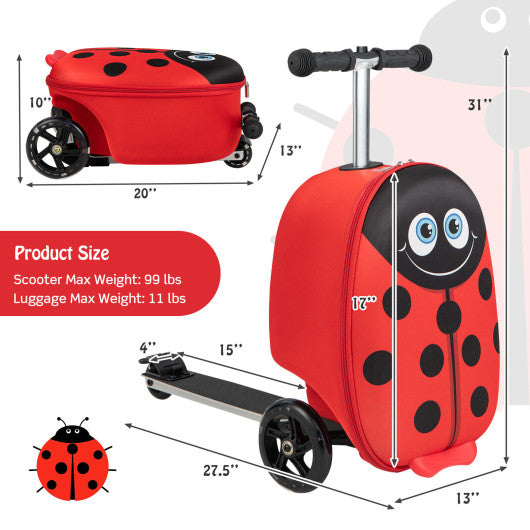 Hardshell Ride-on Suitcase Scooter with LED Flashing Wheels-Red