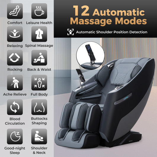 Relaxation 29-Full Body Massage Chair with Waist Heating & Airbag Massage-Black