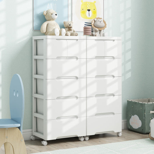 Rolling Storage Cabinet with Universal Wheels and 5/6/7 Drawers-6-Drawer