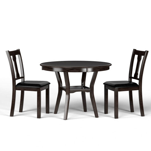 5-Piece Round Dining Table Set Wooden Kitchen Modern Table and 4 Chairs