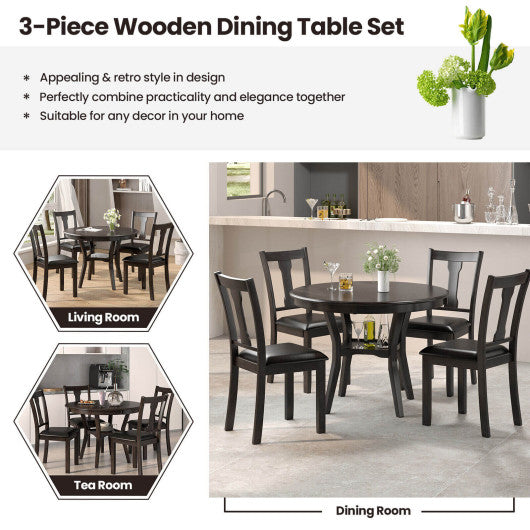 5-Piece Round Dining Table Set Wooden Kitchen Modern Table and 4 Chairs