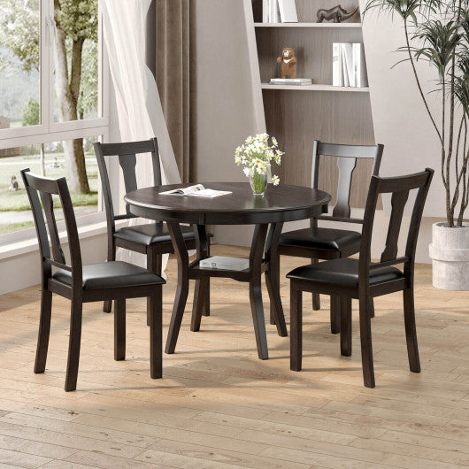 5-Piece Round Dining Table Set Wooden Kitchen Modern Table and 4 Chairs
