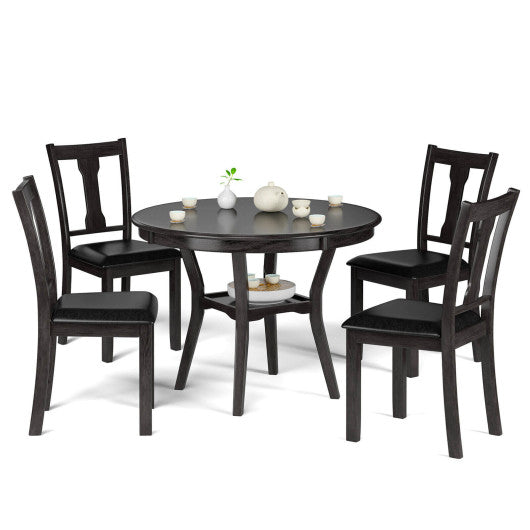 5-Piece Round Dining Table Set Wooden Kitchen Modern Table and 4 Chairs