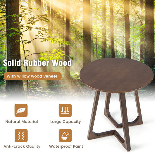 24 Inch Round End Table with Adjustable Foot Pads-Brown
