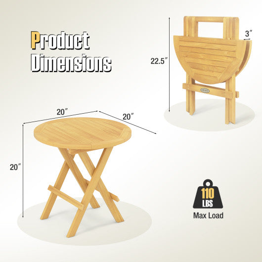 Portable and Compact Outdoor End Table with X-shaped Legs and Slatted Tabletop