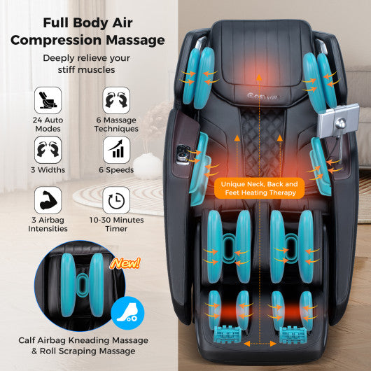 3D SL-Track Full Body Massage Chair with Zero-Gravity Design-Black