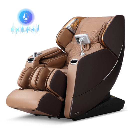 Enjoyment 30-2024 SL Track 3D Full Body Massage Chair Zero Gravity Electric Shiatsu Massage Recliner with Airbags-Brown