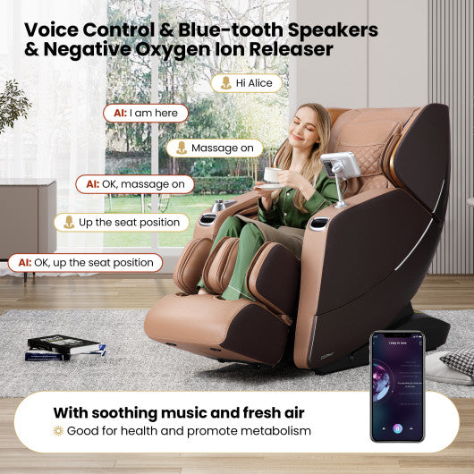 Enjoyment 30-2024 SL Track 3D Full Body Massage Chair Zero Gravity Electric Shiatsu Massage Recliner with Airbags-Brown