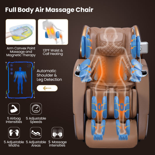 Enjoyment 30-2024 SL Track 3D Full Body Massage Chair Zero Gravity Electric Shiatsu Massage Recliner with Airbags-Brown