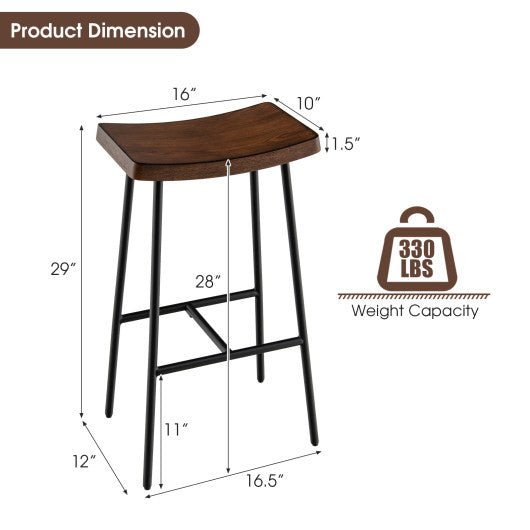 29 Inch Industrial Saddle Bar Stool with Metal Legs-29 inches