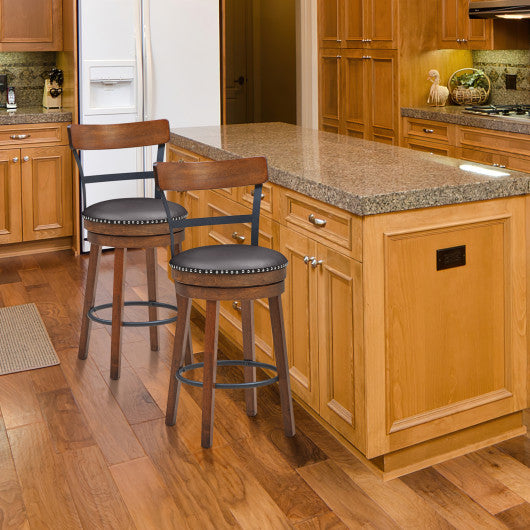 Set of 2 25.5 Inch Swivel Counter Height Bar Stool