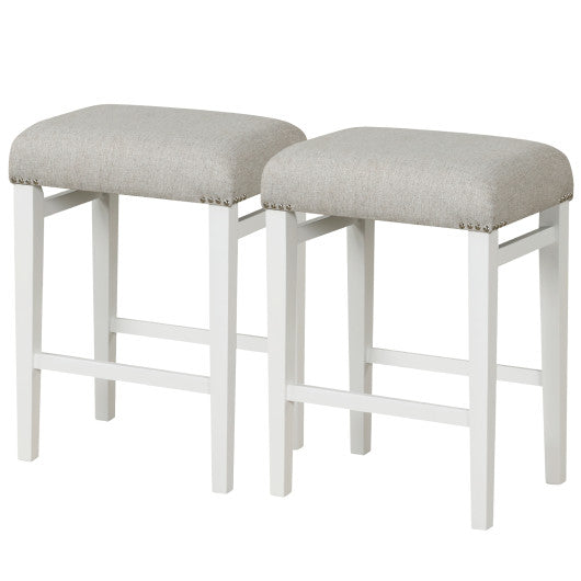 2 Pieces 24.5/29.5 Inch Backless Barstools with Padded Seat Cushions-24.5 inches