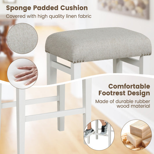 2 Pieces 24.5/29.5 Inch Backless Barstools with Padded Seat Cushions-24.5 inches