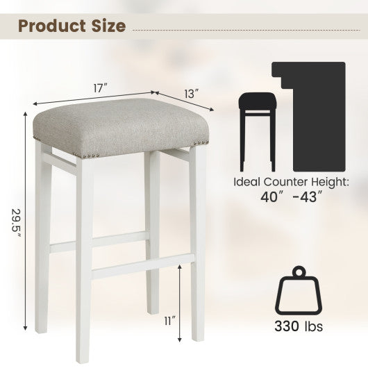 2 Pieces 24.5/29.5 Inch Backless Barstools with Padded Seat Cushions-29.5 inches