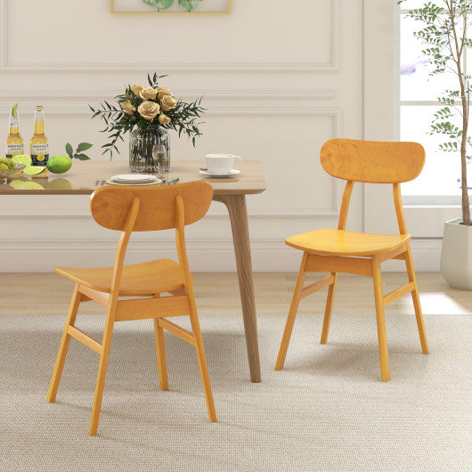 Set of 2 Modern Dining Chairs with Curved Backrest and Seat-Natural
