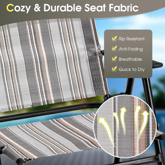 Set of 2 Patio Folding Sling Chairs Space-saving Dining Chair-Gray