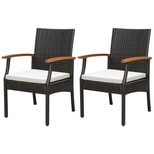 Patio Wicker Chair Set of 2 with Soft Zippered Cushion